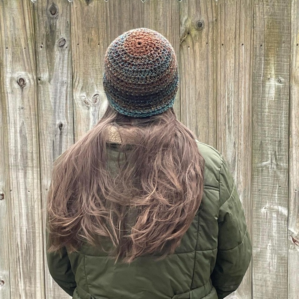 Handmade Knit Crochet Multicolor Beanie Hat - Picture 2 of 8